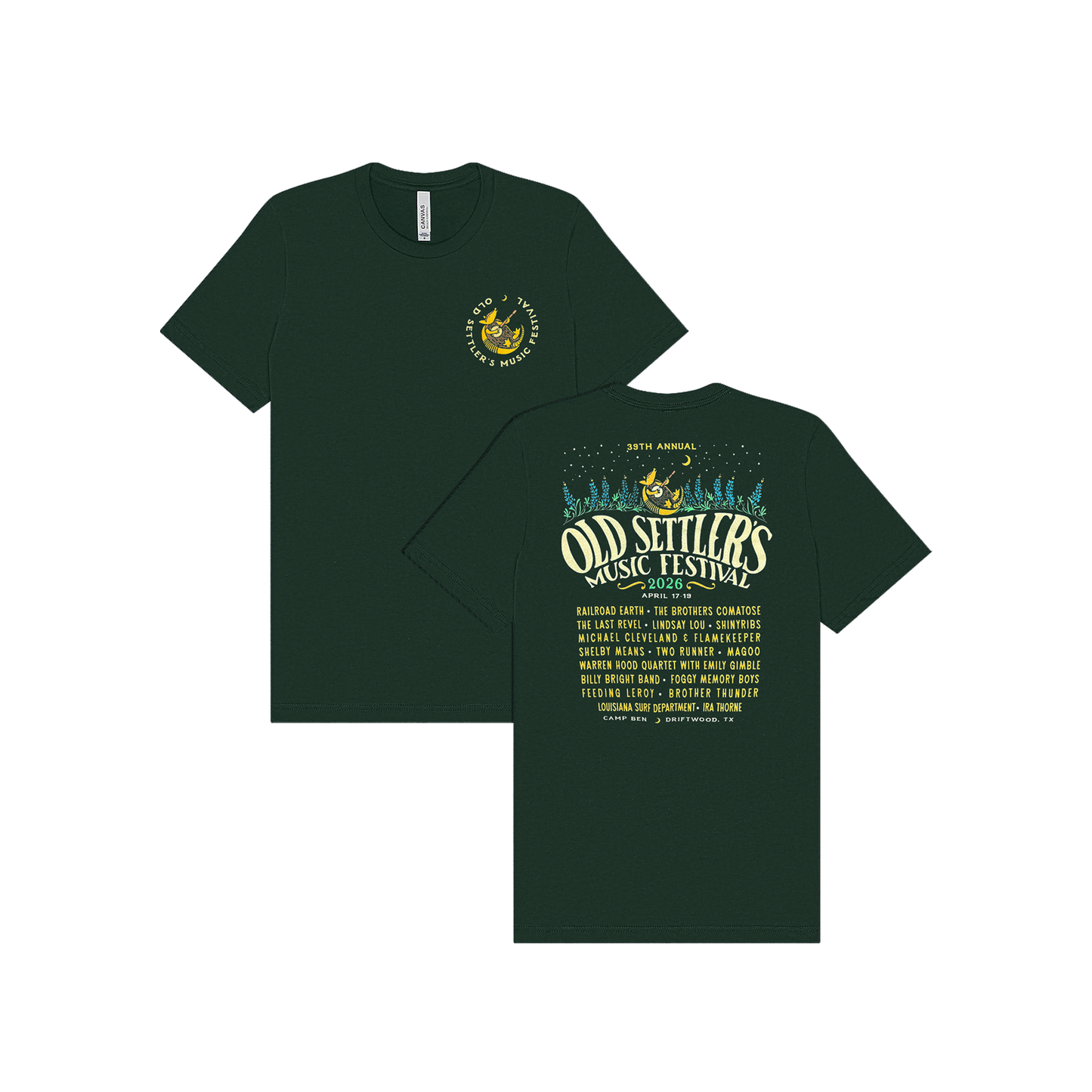 Old Settler's Music Festival Date Back Tee Green (Youth)