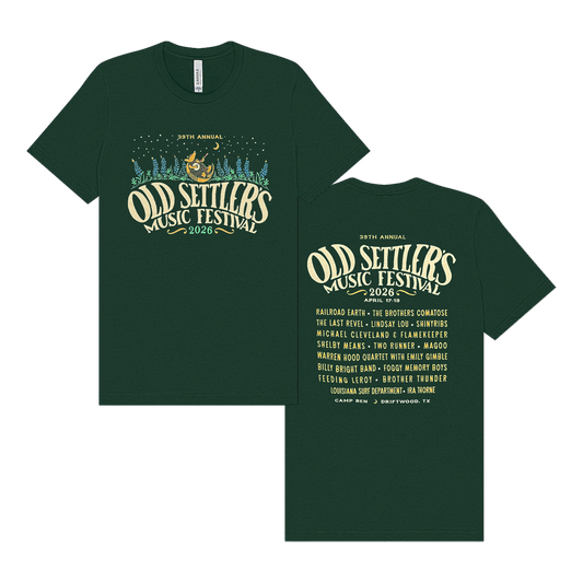 Old Settler's Music Festival Date Back Tee Green (Youth)